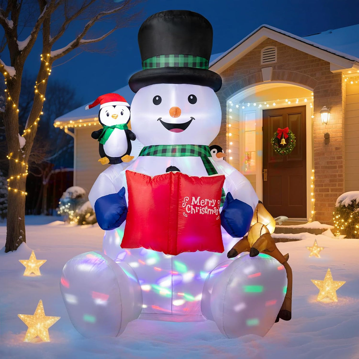 Snowman with Penguins Inflatable