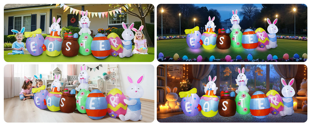 Easter Bunny & Eggs Inflatable