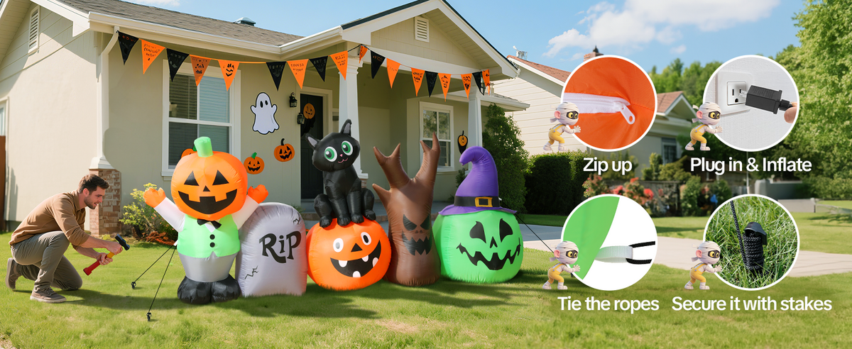 Pumpkin & Black Cat Inflatable