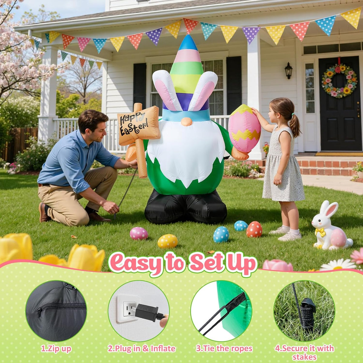 Easter Rabbit Gnome Inflatable