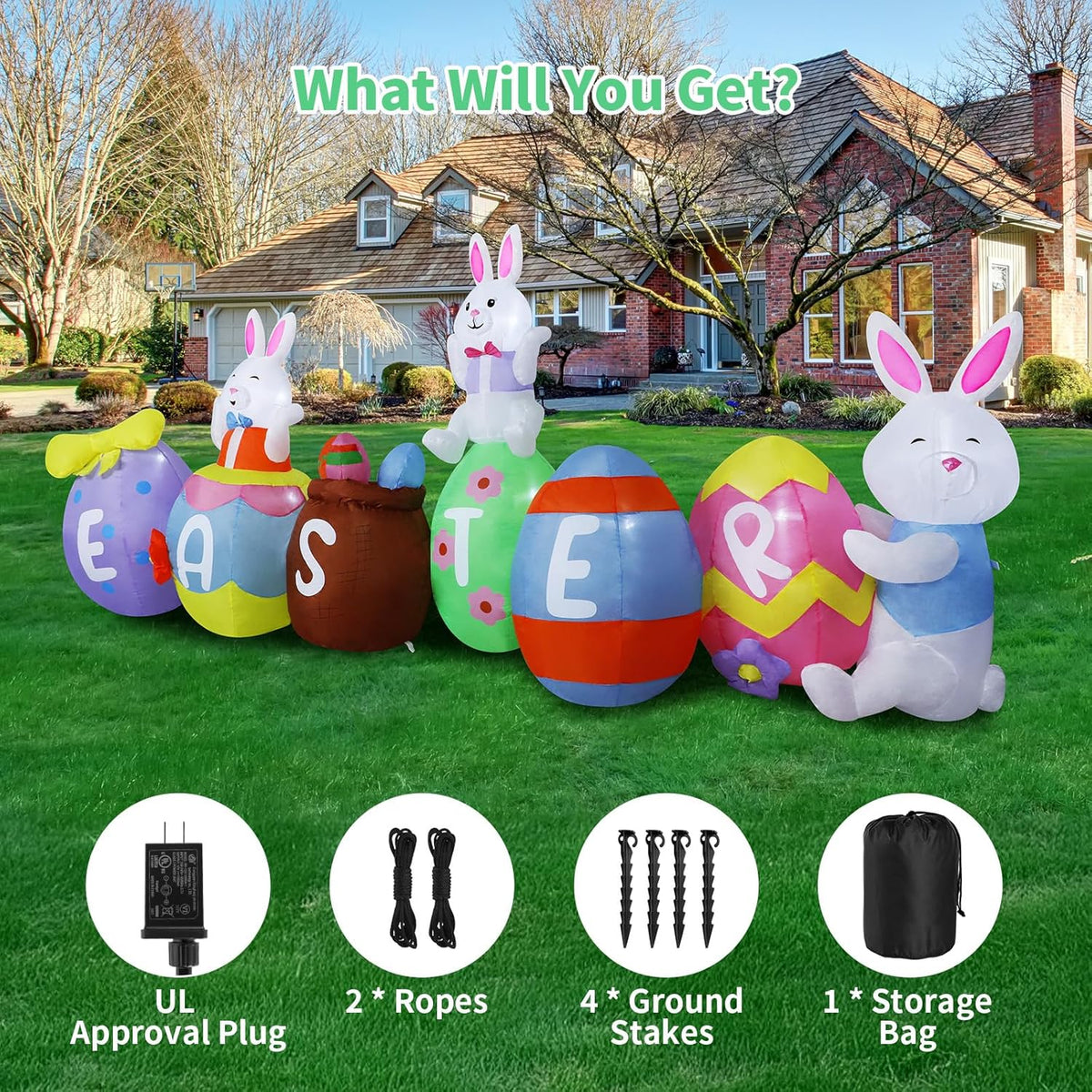 Easter Bunny & Eggs Inflatable