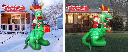 Santa Riding Dinosaur Inflatable