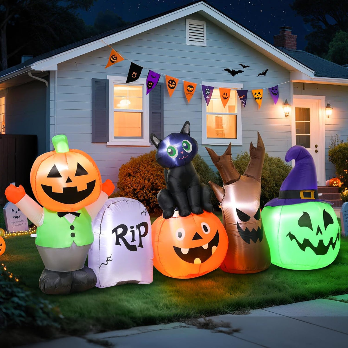 Pumpkin & Black Cat Inflatable