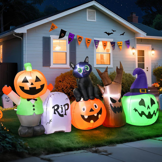 Pumpkin & Black Cat Inflatable