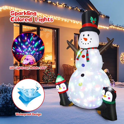 Snowman with Penguins Inflatable
