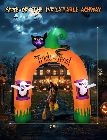 Halloween Ghost & Cat Archway Inflatable