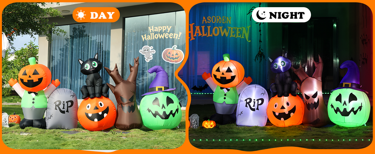 Pumpkin & Black Cat Inflatable