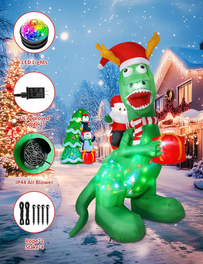Santa Riding Dinosaur Inflatable