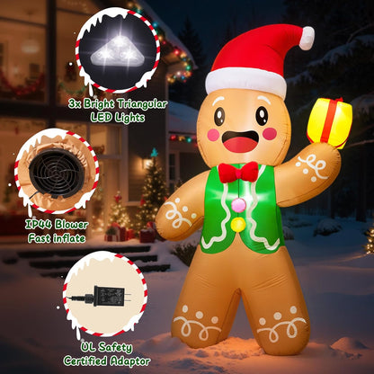 Gingerbread Man with Gift Inflatable