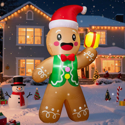 Gingerbread Man with Gift Inflatable