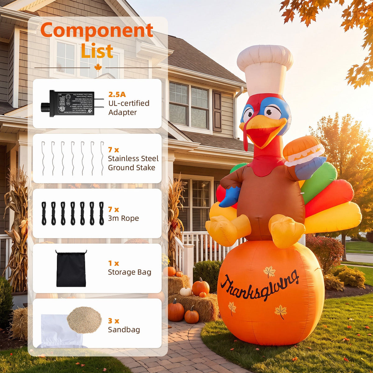 Giant Chef Turkey on Pumpkin Inflatable