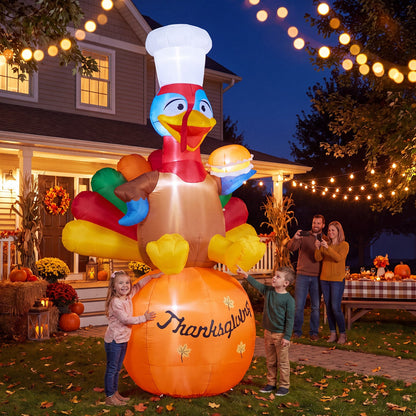 Giant Chef Turkey on Pumpkin Inflatable