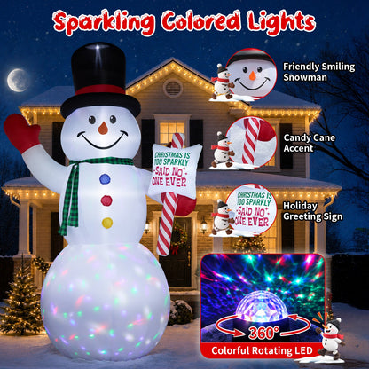Giant Snowman with Candy Cane Inflatable