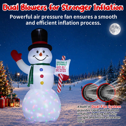 Giant Snowman with Candy Cane Inflatable
