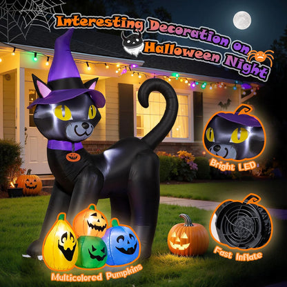 Black Cat with Pumpkins Inflatable