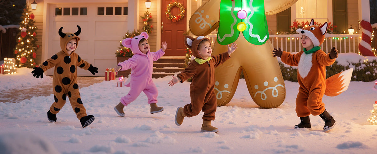 Gingerbread Man with Gift Inflatable