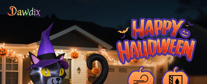 Black Cat with Pumpkins Inflatable