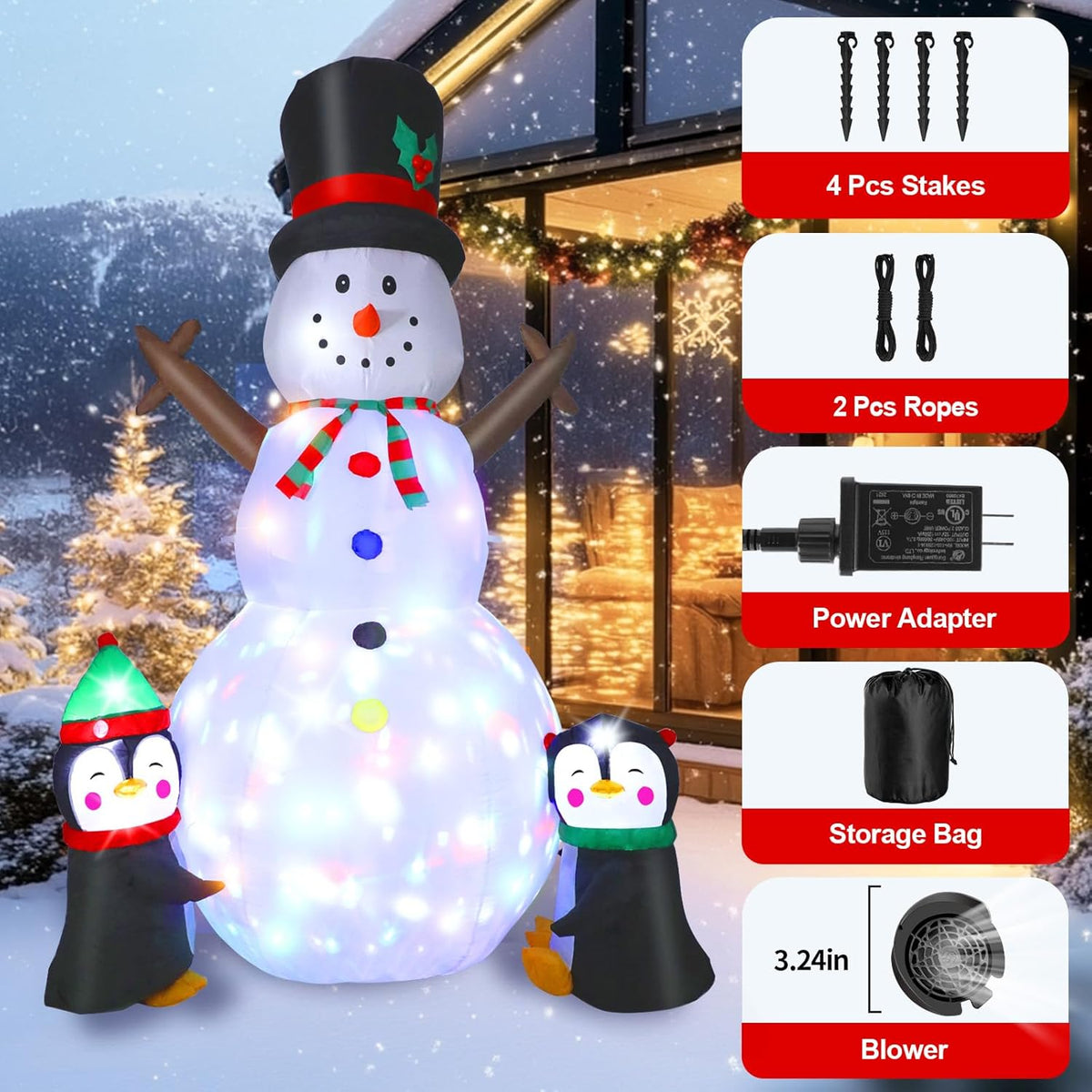 Snowman with Penguins Inflatable