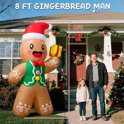 Gingerbread Man with Gift Inflatable