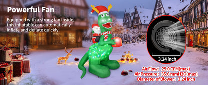 Santa Riding Dinosaur Inflatable
