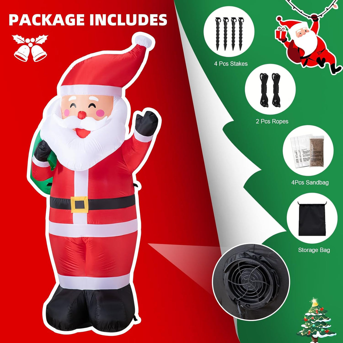 Classic Santa with Gift Sack Inflatable
