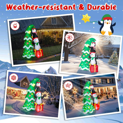 Christmas Tree with Penguins Inflatable