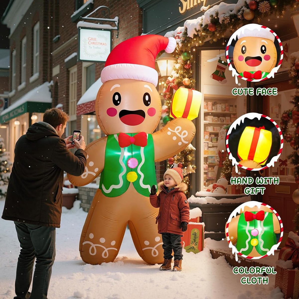 Gingerbread Man with Gift Inflatable