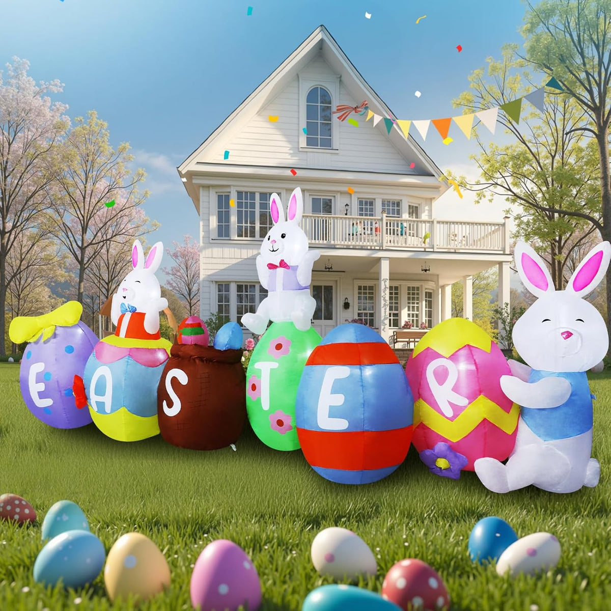 Easter Bunny & Eggs Inflatable