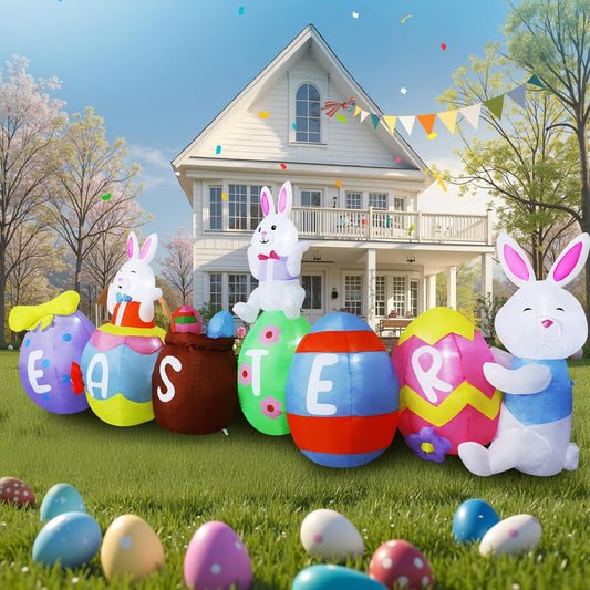 Easter Bunny & Eggs Inflatable
