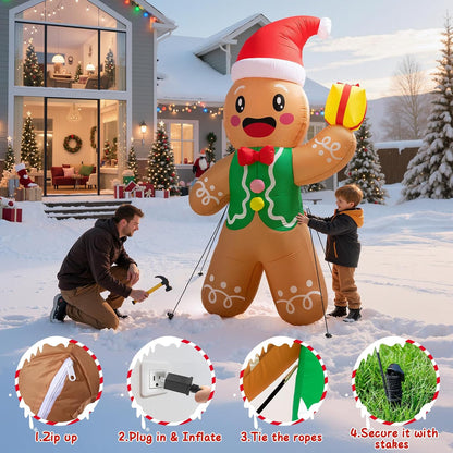 Gingerbread Man with Gift Inflatable