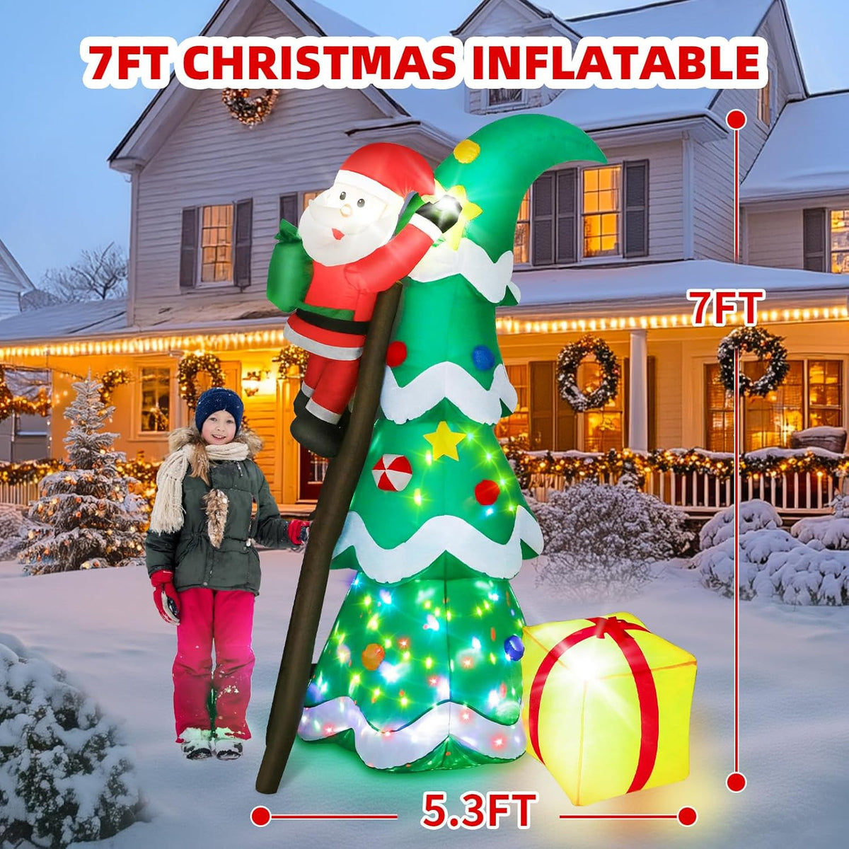 Christmas Tree with Climbing Santa Inflatable