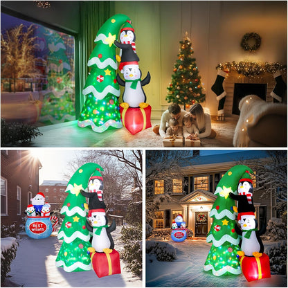 Christmas Tree with Penguins Inflatable