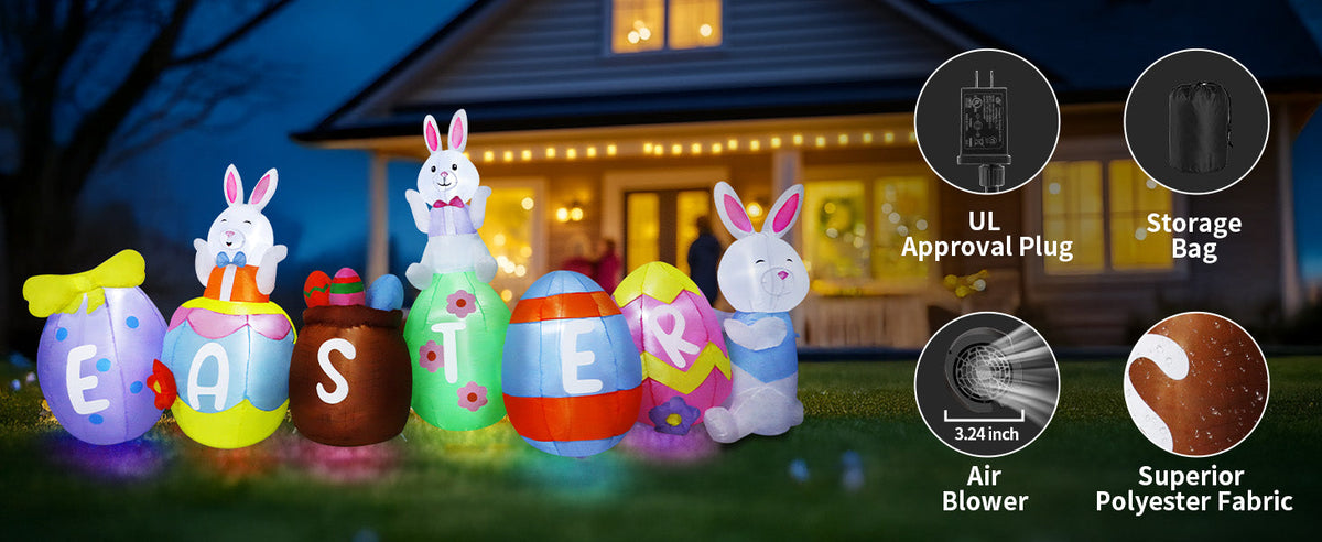 Easter Bunny & Eggs Inflatable