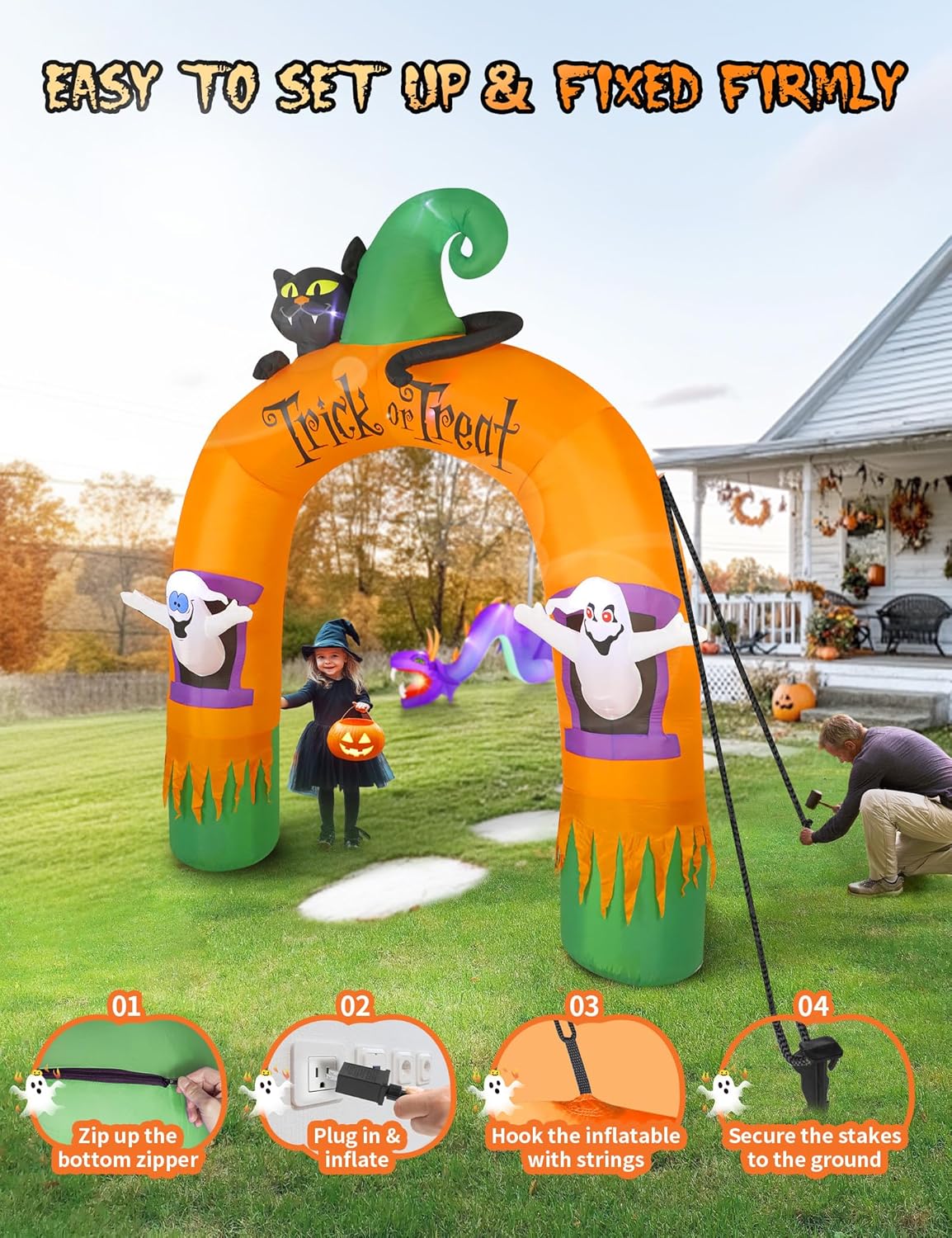 Halloween Ghost & Cat Archway Inflatable