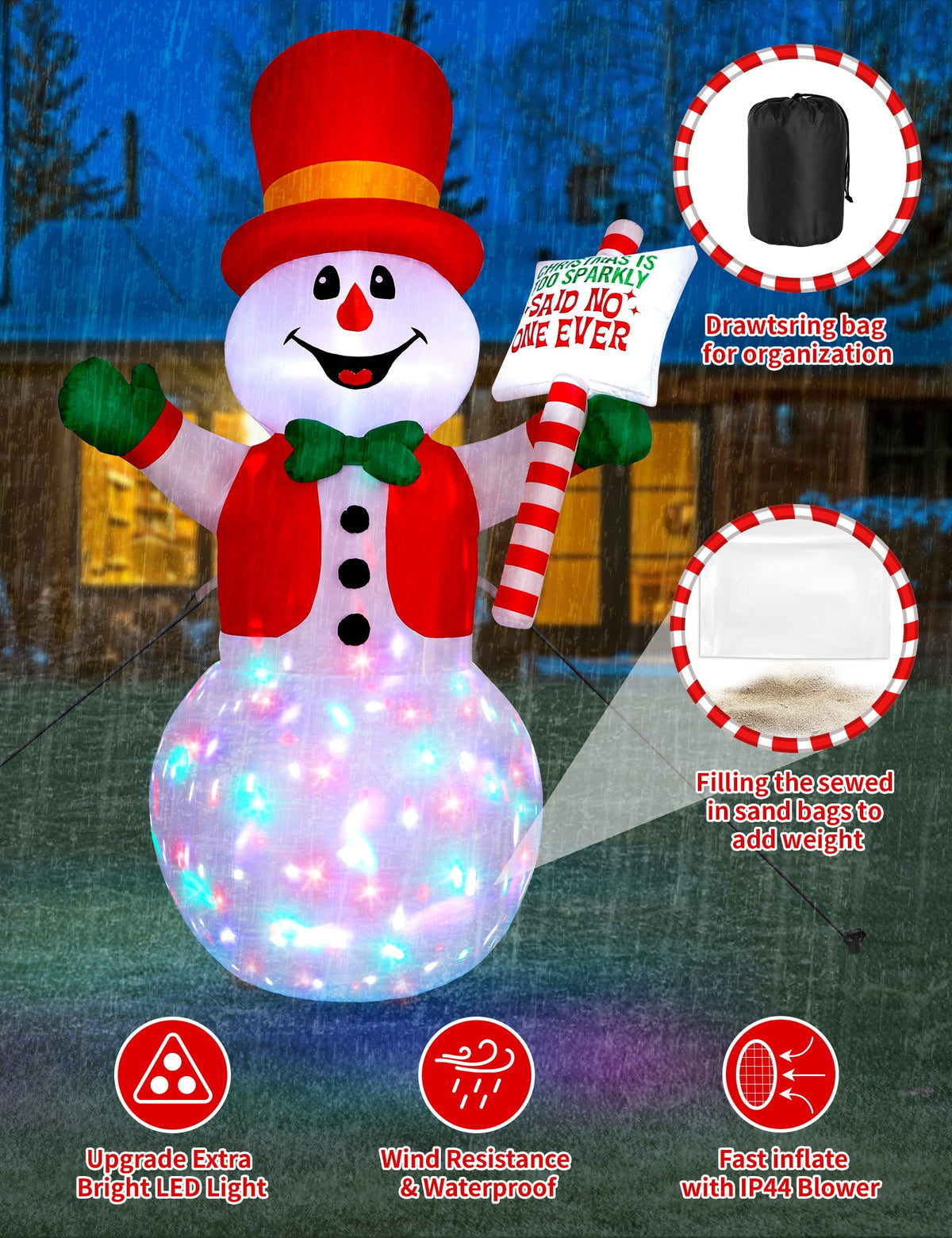 Snowman with Sign Inflatable