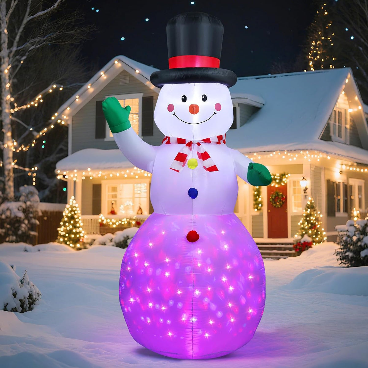 Waving Snowman RGB LED Inflatable