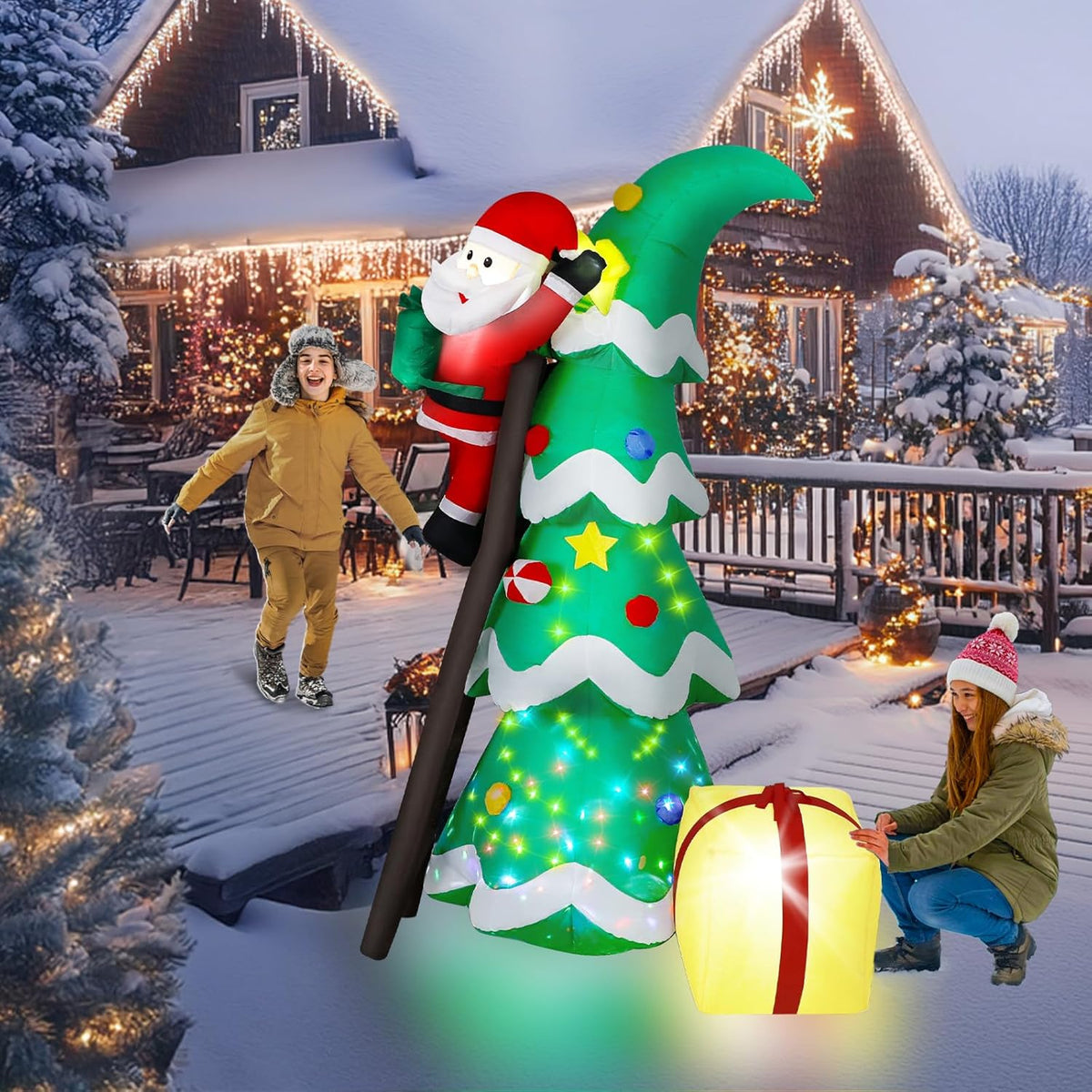 Christmas Tree with Climbing Santa Inflatable