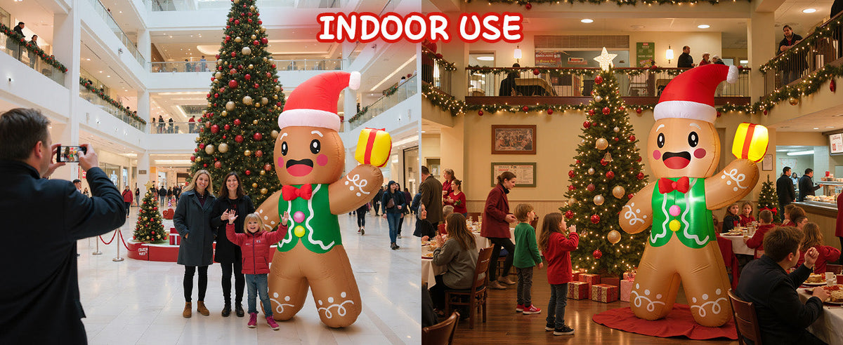 Gingerbread Man with Gift Inflatable