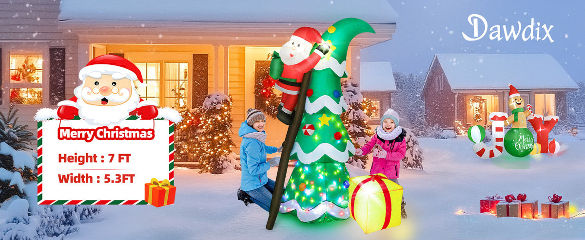 Christmas Tree with Climbing Santa Inflatable