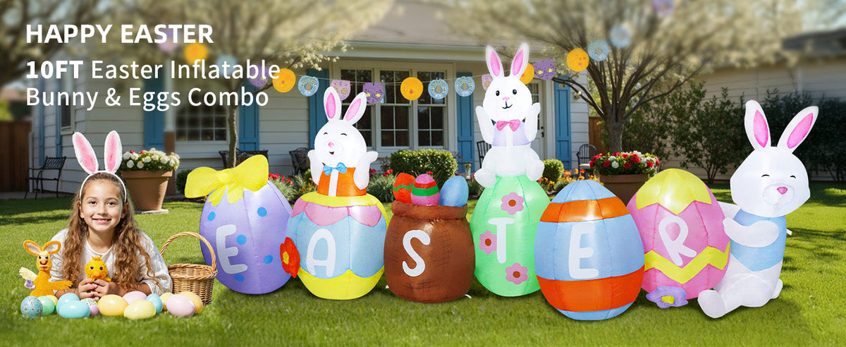 Easter Bunny & Eggs Inflatable