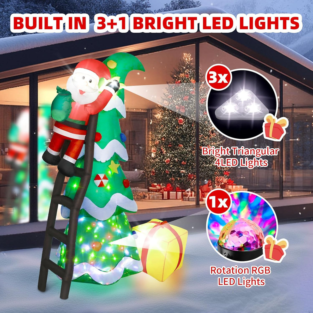 Christmas Tree with Climbing Santa Inflatable