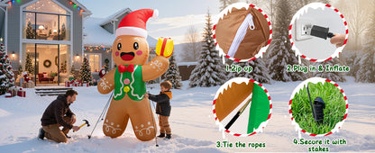 Gingerbread Man with Gift Inflatable