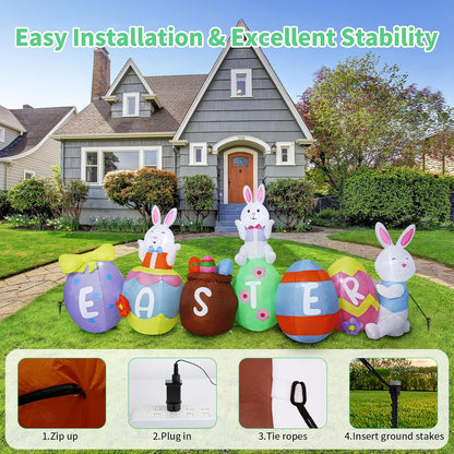 Easter Bunny & Eggs Inflatable