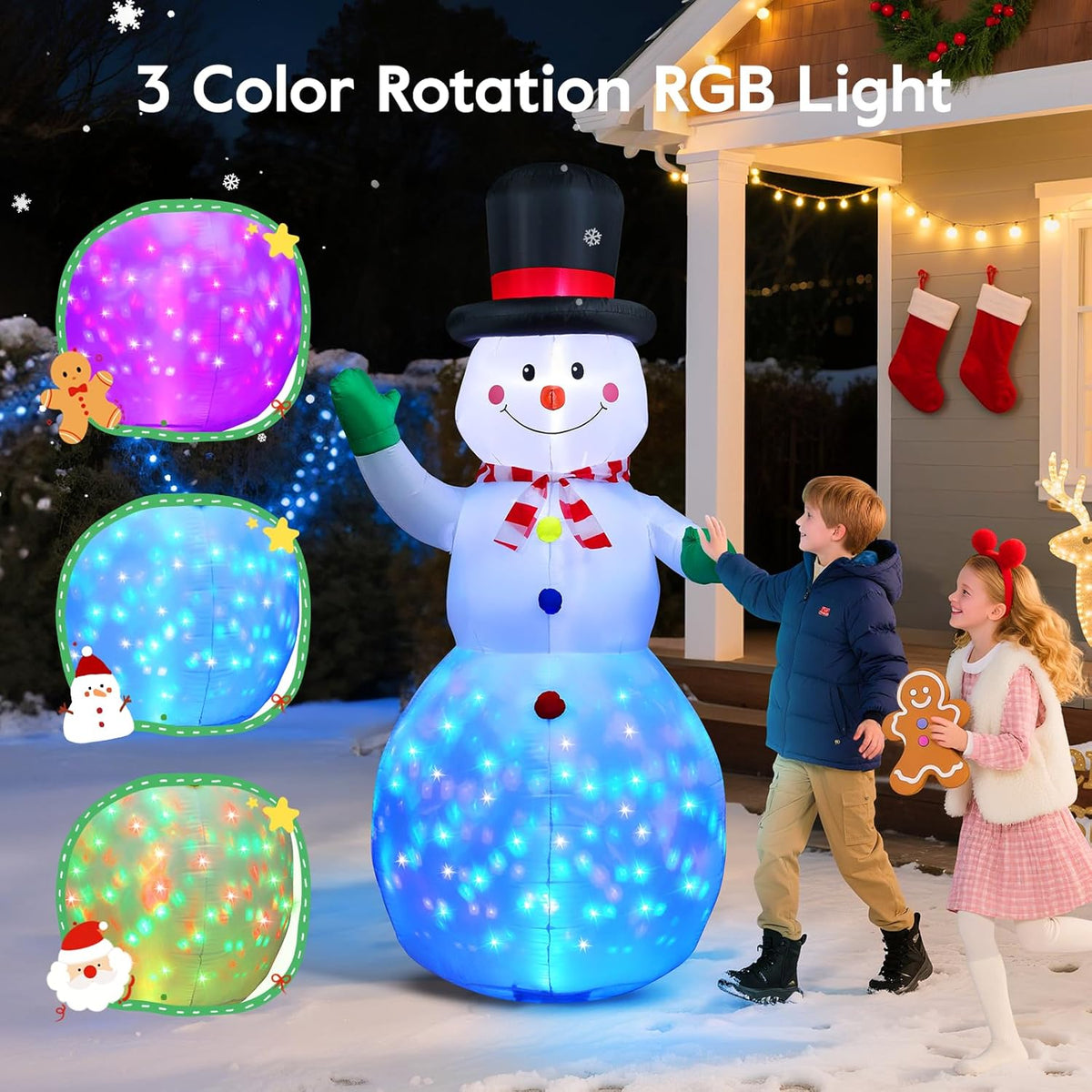 Waving Snowman RGB LED Inflatable