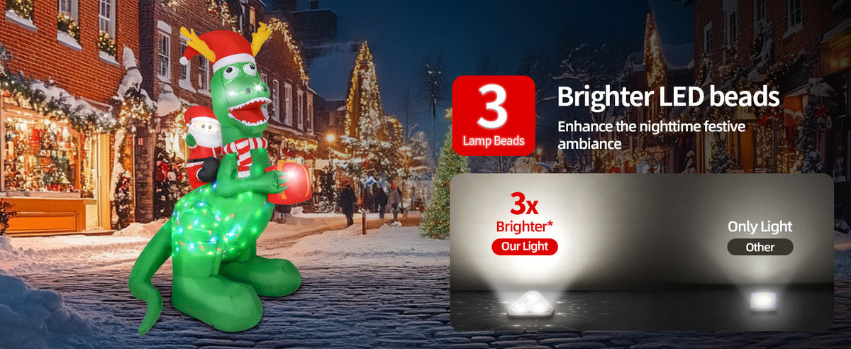 Santa Riding Dinosaur Inflatable