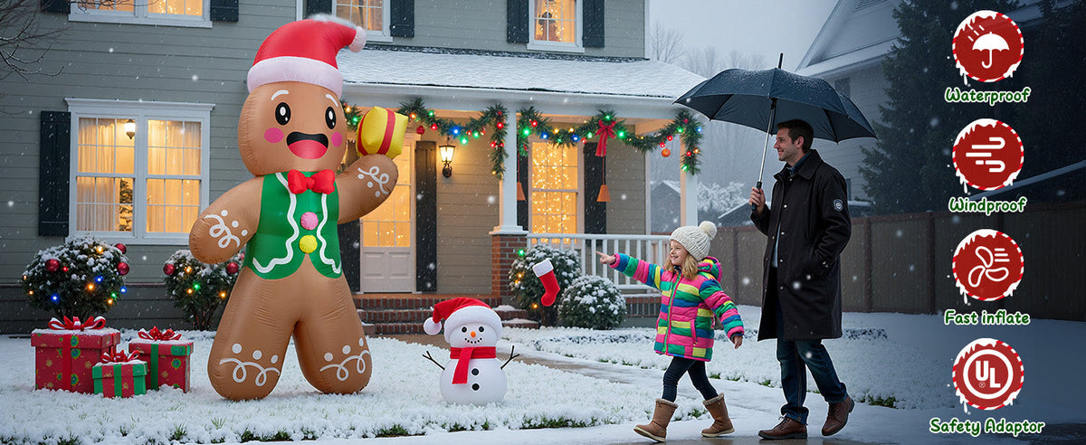 Gingerbread Man with Gift Inflatable