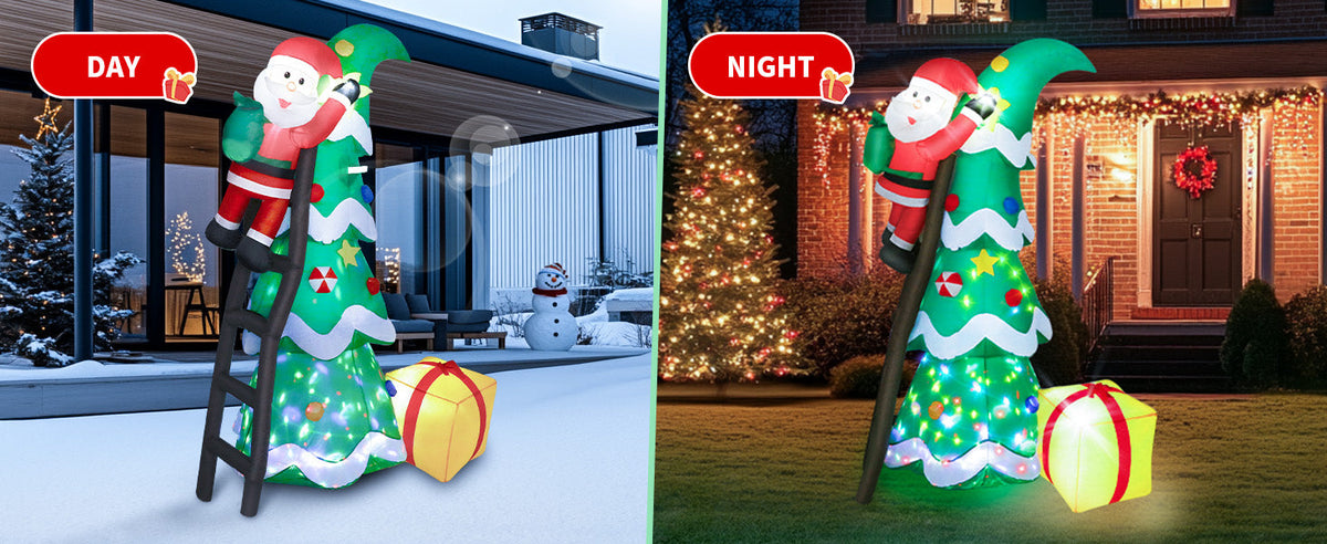 Christmas Tree with Climbing Santa Inflatable