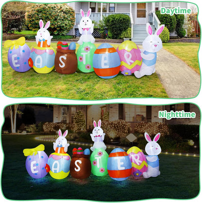 Easter Bunny & Eggs Inflatable