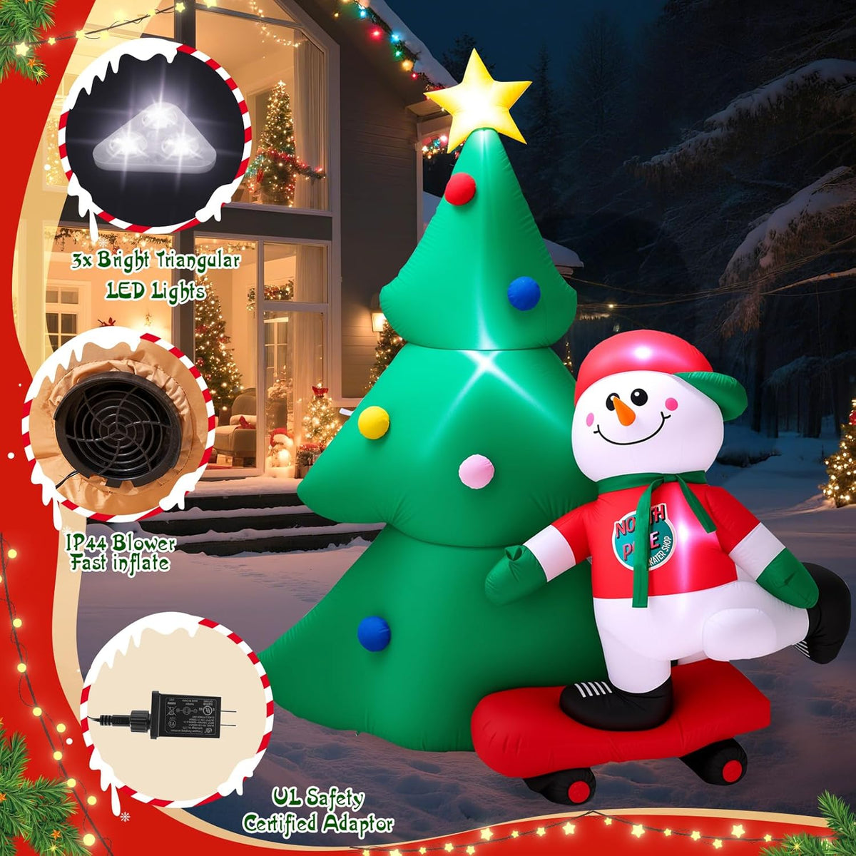 Christmas Tree with Scooter Snowman Inflatable