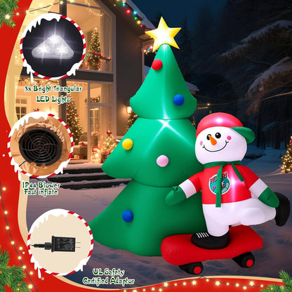 Christmas Tree with Scooter Snowman Inflatable